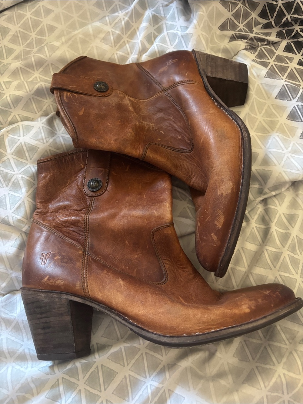 Frye Women's Brown Leather Ankle Boots - Classic Western Heel
